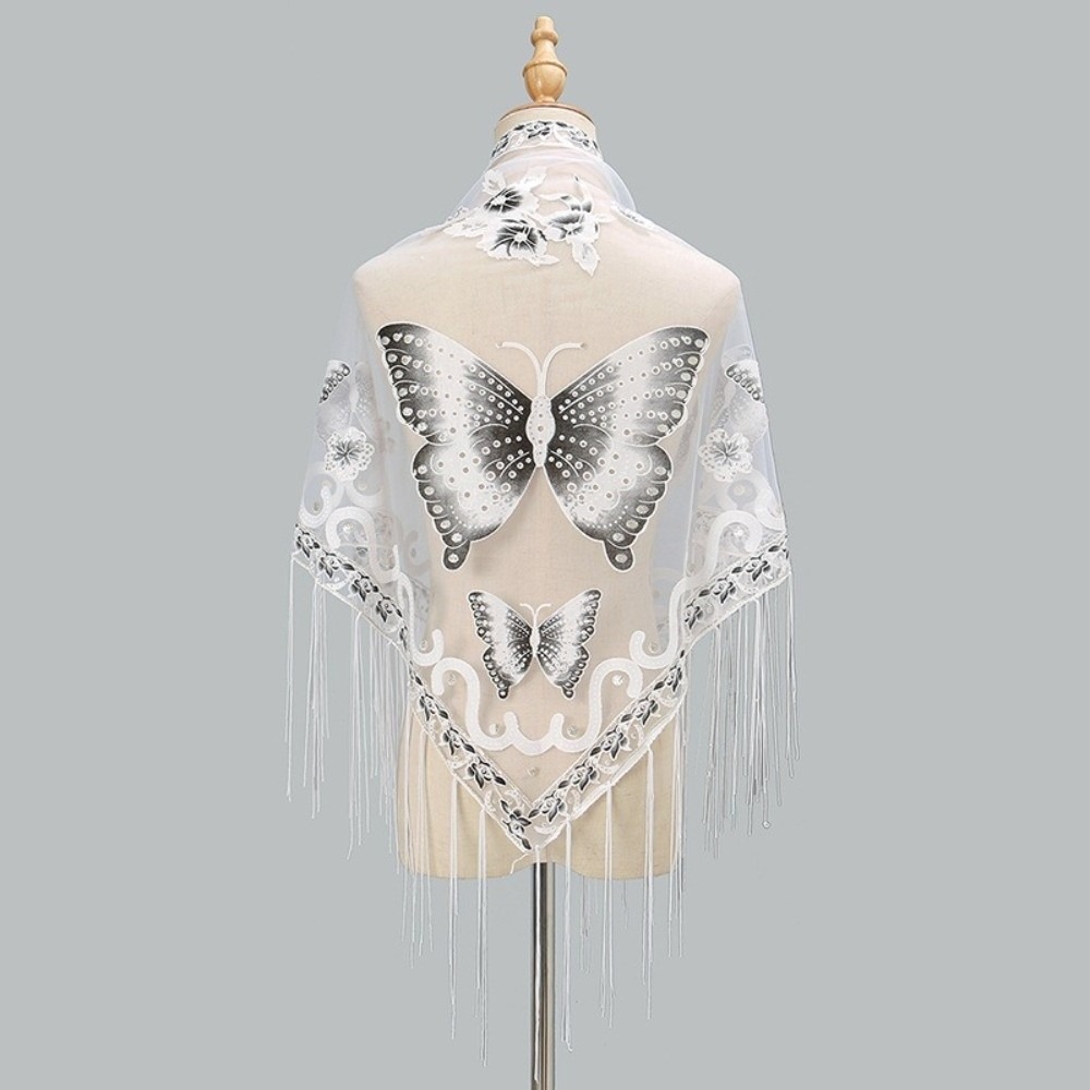 Embroidery Shawl - Luksusowa ażurowa chusta z kwiatową koronką,