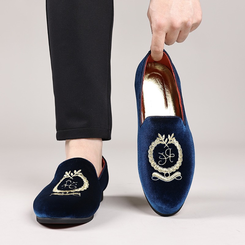 Embroidery On Leather - Luksusowe mokasyny męskie ze skóry zamszowej,
