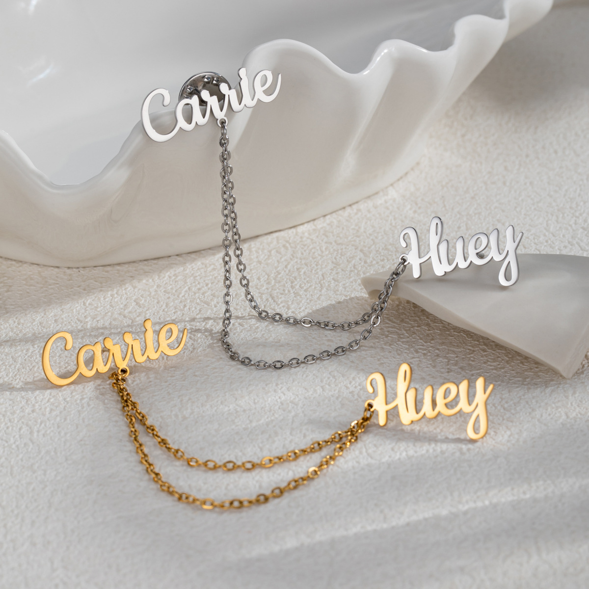 Embroidery Names - Modne przypinki z 2 imionami DIY,