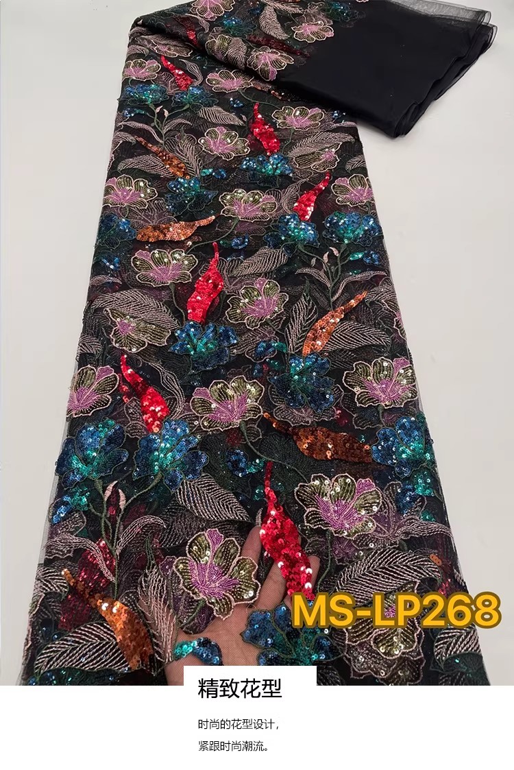 Embroidery Net Dress - 1 jard Luksusowa dwukolorowa tkanina z