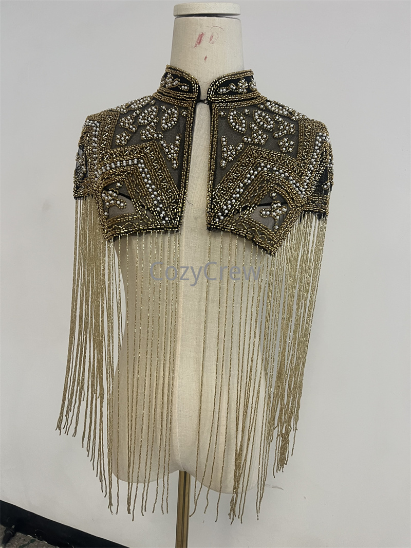 Embroidery Shawl - Retro Luksusowa Krótka Kurtka z Cekinami,