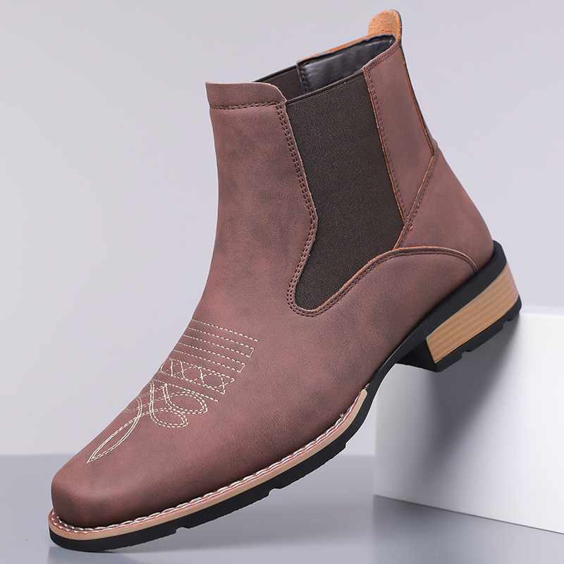 Embroidery On Leather - Luksusowe męskie buty Chelsea, wysokiej jakości