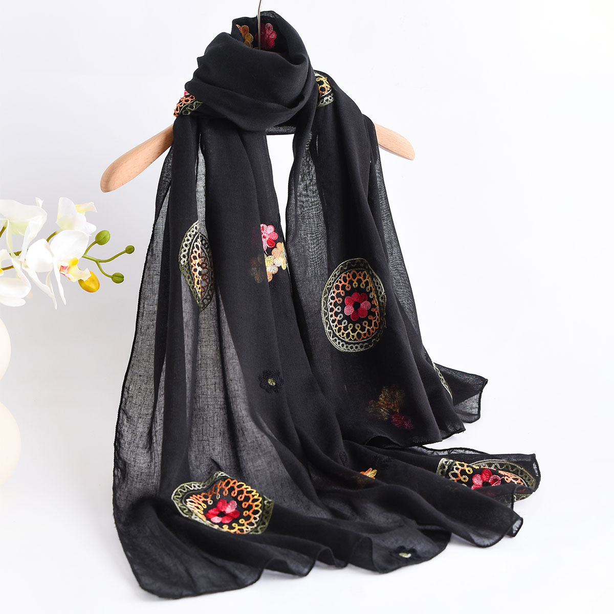 Letni nowy lekki, oddychający  – Embroidery Shawl recenzja i cena