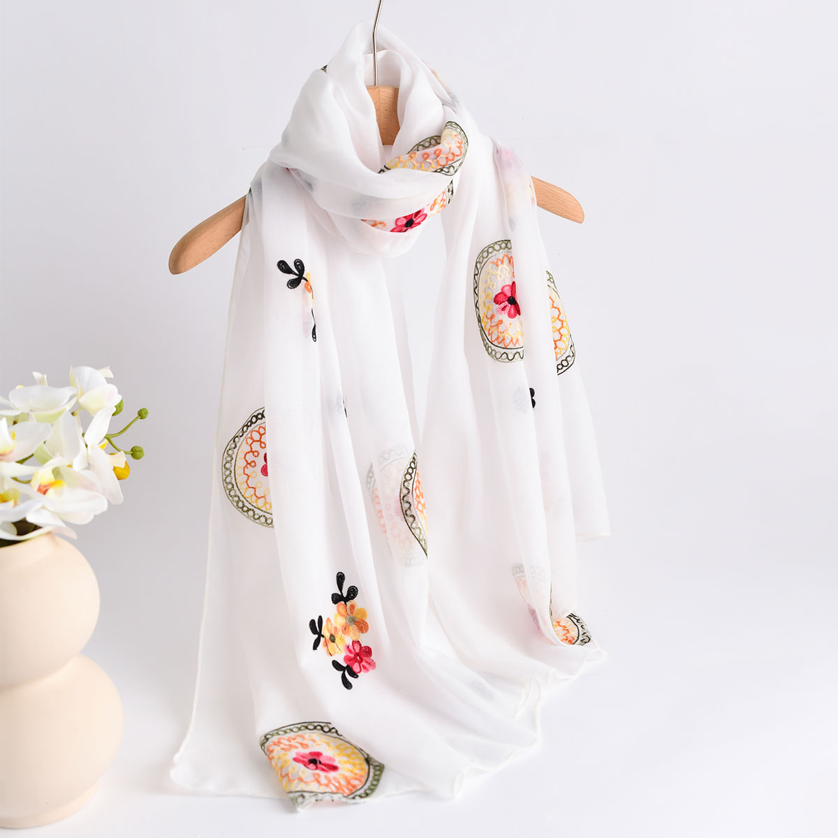 Letni nowy lekki, oddychający  – Embroidery Shawl recenzja i cena