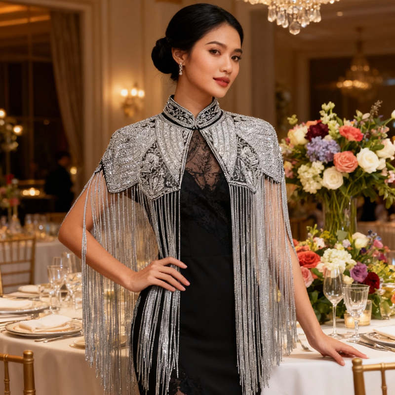 Delikatna, zdobiona koralikami – Embroidery Shawl recenzja i cena
