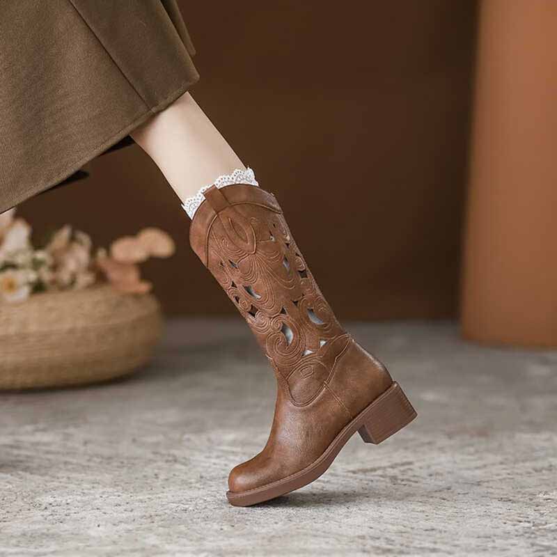 Modne Retro Eleganckie Brązowe – Embroidery On Leather recenzja i cena