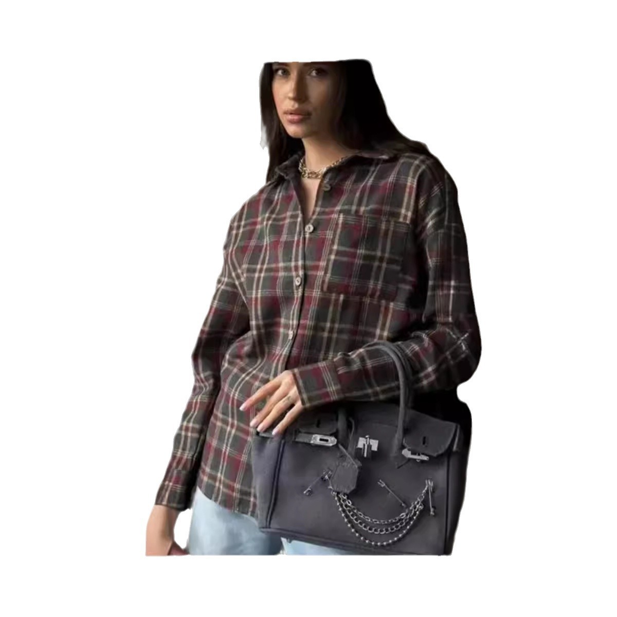 Damska bluzka w kratę w stylu  – Embroidery Online recenzja i cena